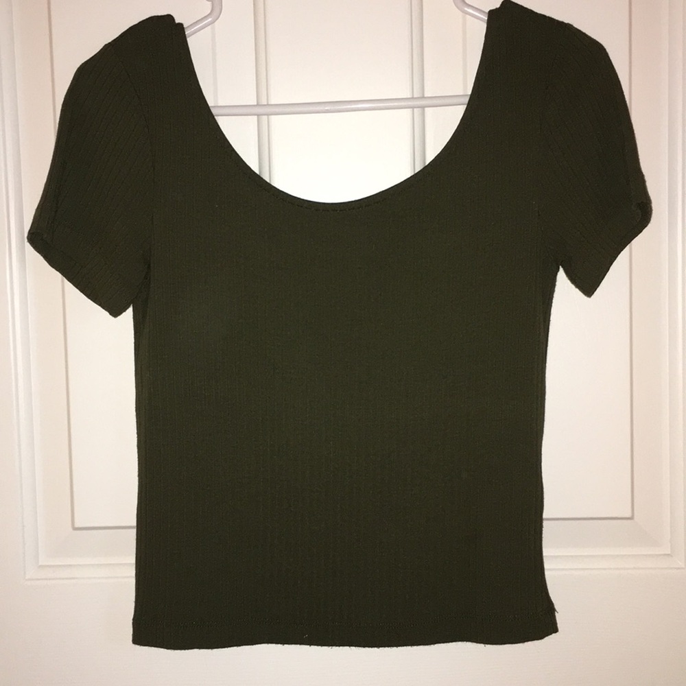 STRADIVARIUS Olive Green Scoop-back top